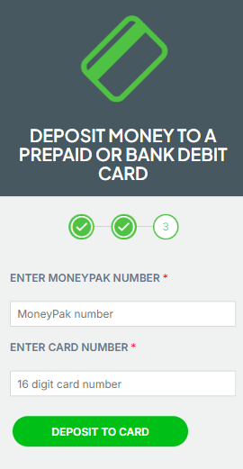 MoneyPak Deposit page MoneyPak Deposit page